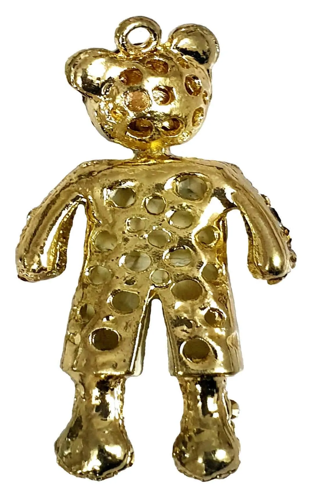 Rhinestone Studded Gold Metal Bear Design Fashion Artificial Imitation Pendant for Kids and Girls