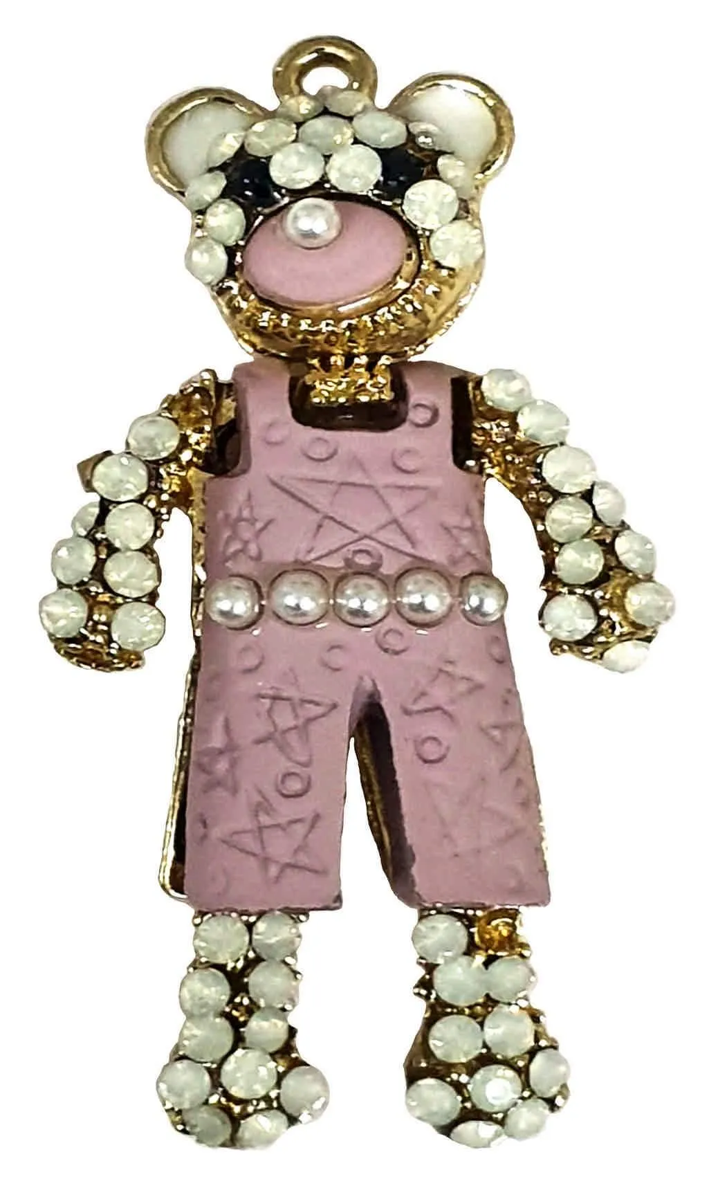 Rhinestone Studded Gold Metal Bear Design Fashion Artificial Imitation Pendant for Kids and Girls
