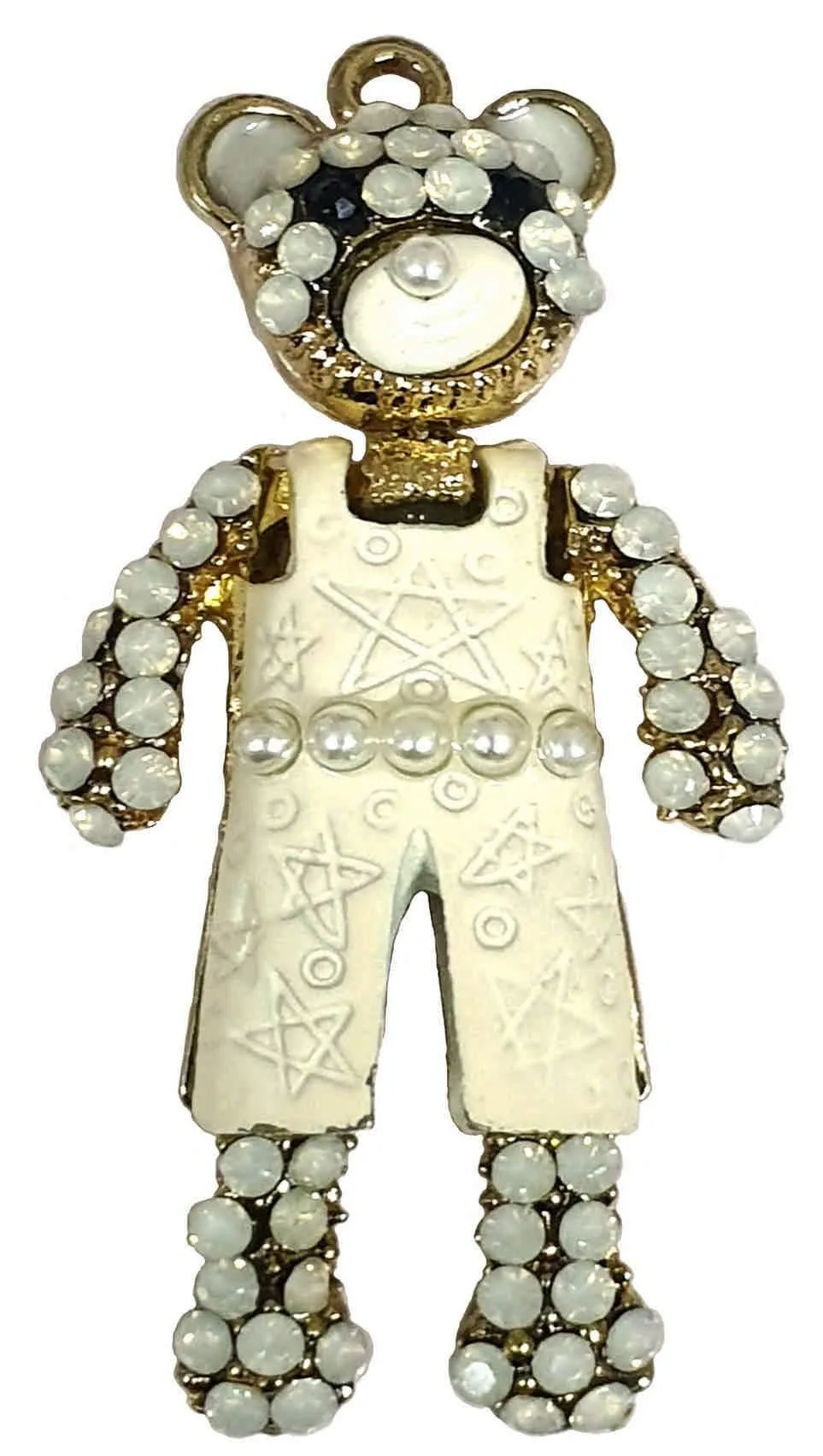 Rhinestone Studded Gold Metal Bear Design Fashion Artificial Imitation Pendant for Kids and Girls