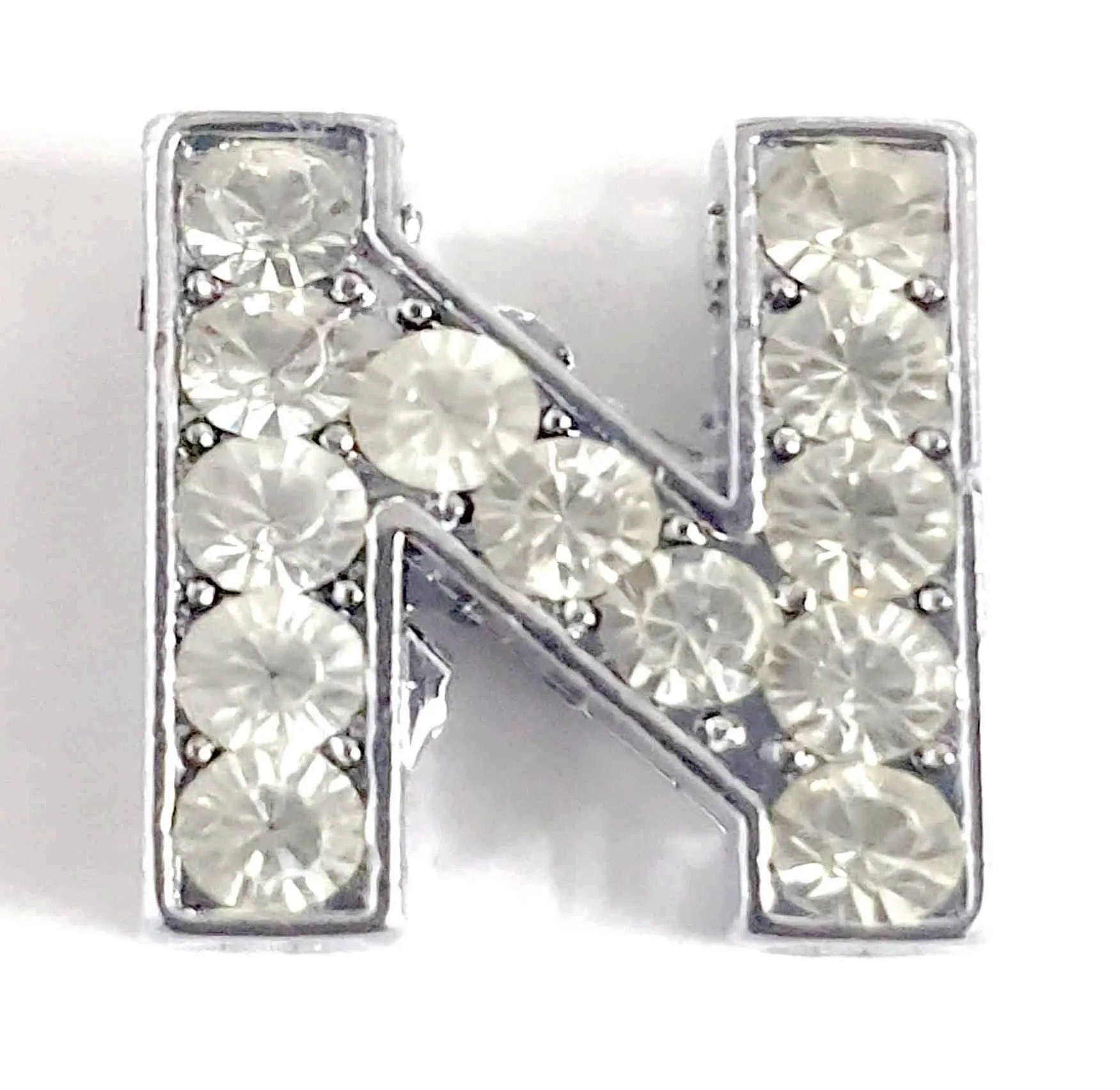 Rhinestones Studded Mini Alphabets Pendants with Chain for Boys and Girls, Silver