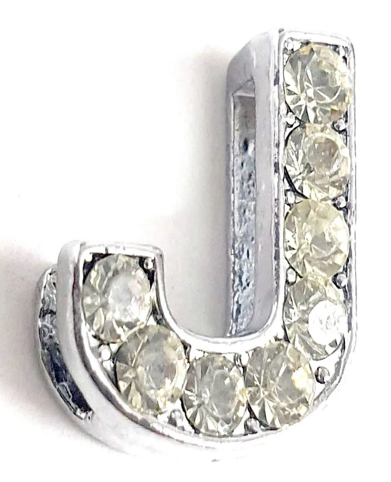 Rhinestones Studded Mini Alphabets Pendants with Chain for Boys and Girls, Silver