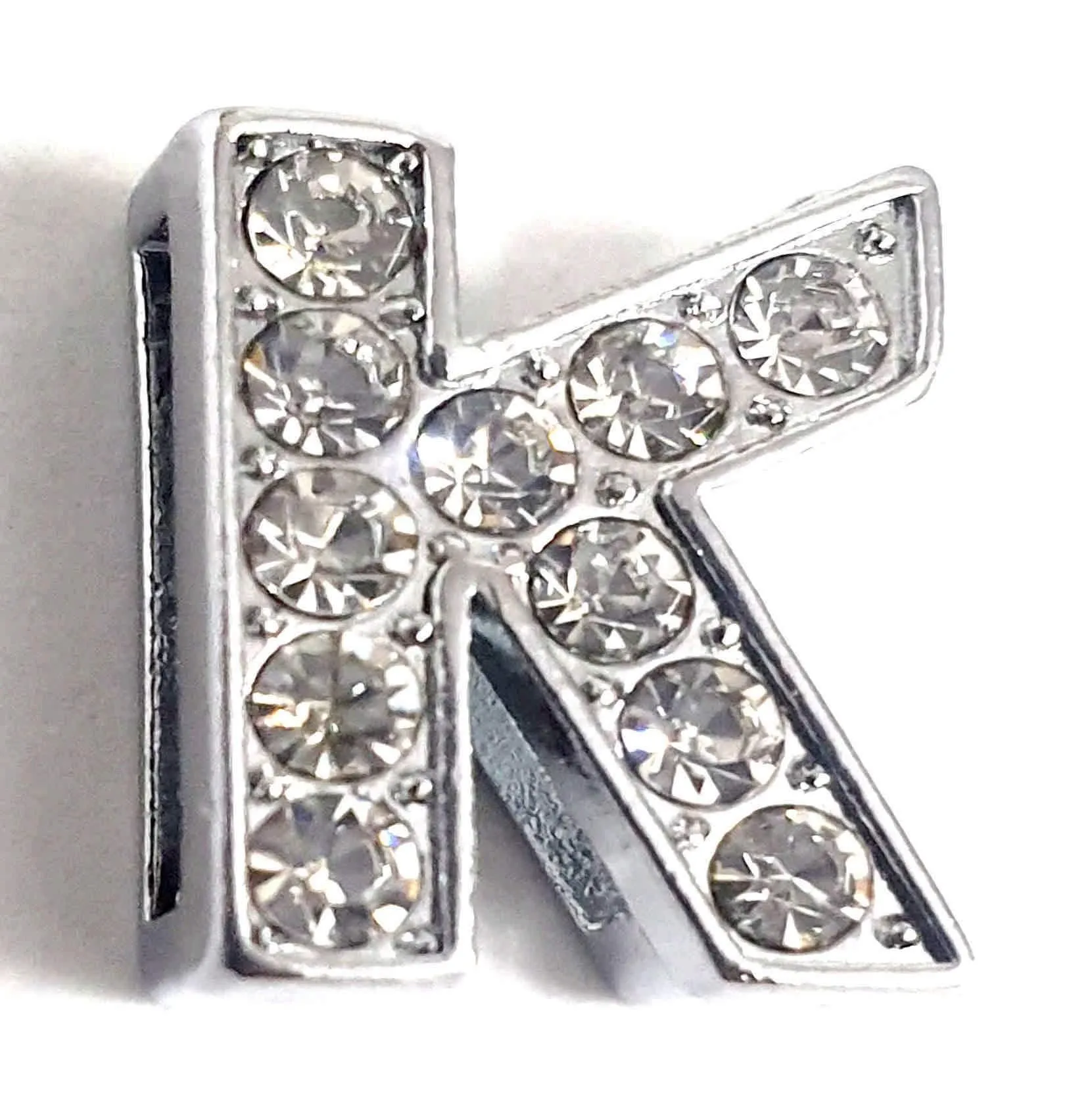 Rhinestones Studded Mini Alphabets Pendants with Chain for Boys and Girls, Silver