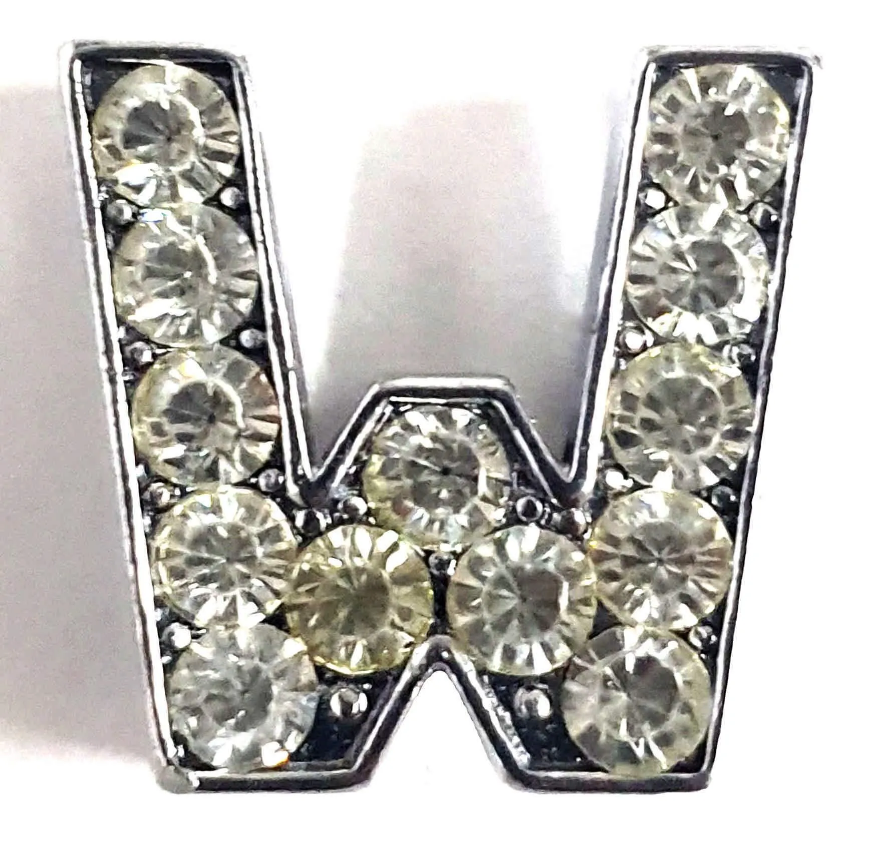 Rhinestones Studded Mini Alphabets Pendants with Chain for Boys and Girls, Silver