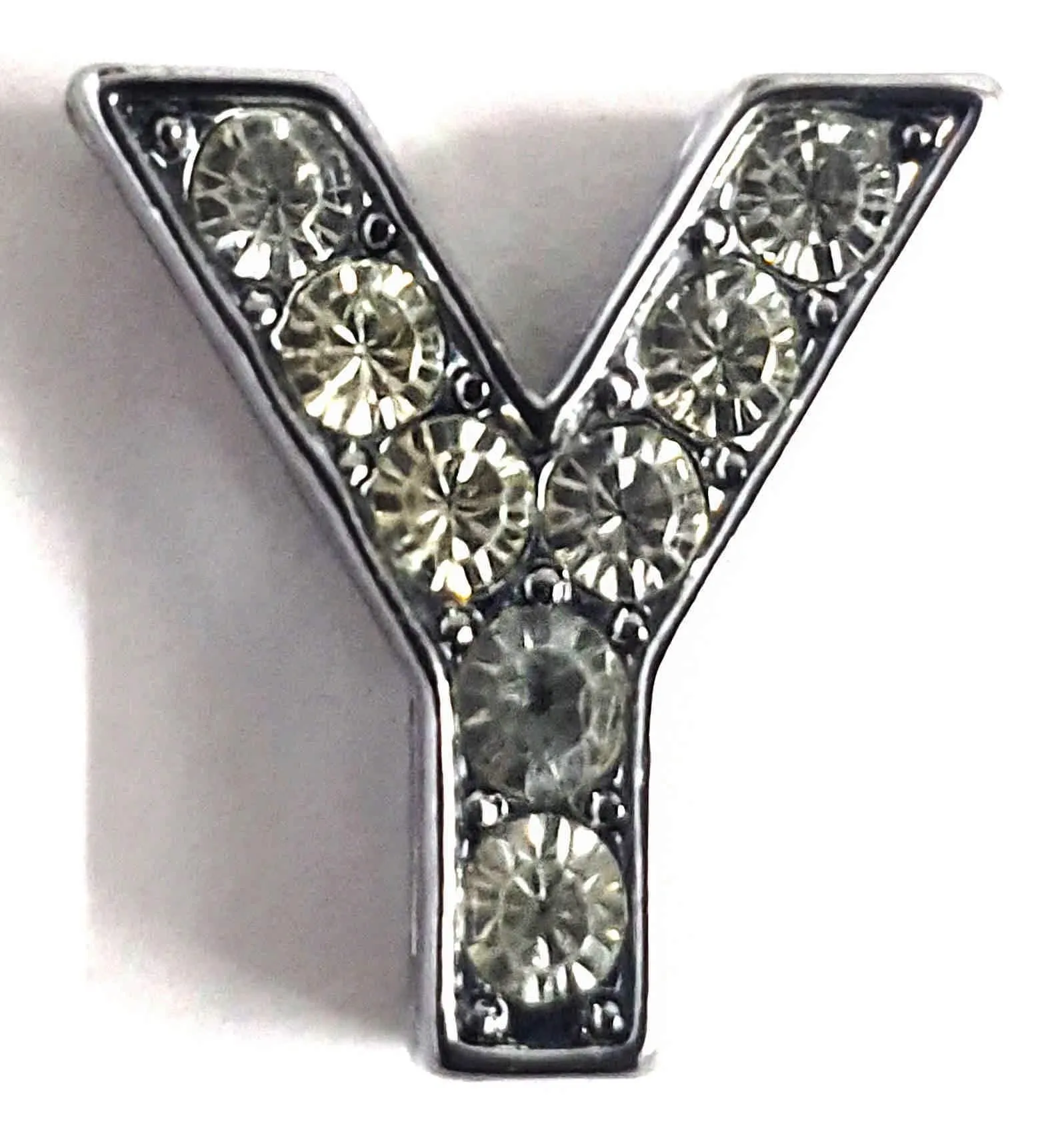 Rhinestones Studded Mini Alphabets Pendants with Chain for Boys and Girls, Silver