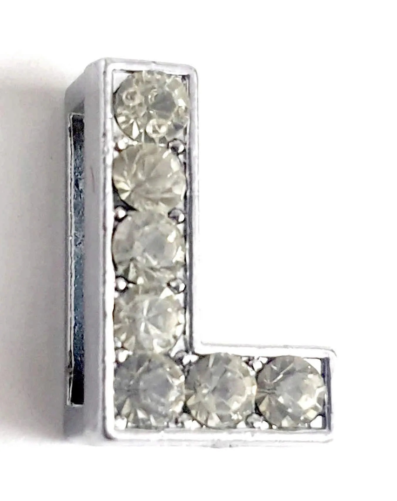 Rhinestones Studded Mini Alphabets Pendants with Chain for Boys and Girls, Silver