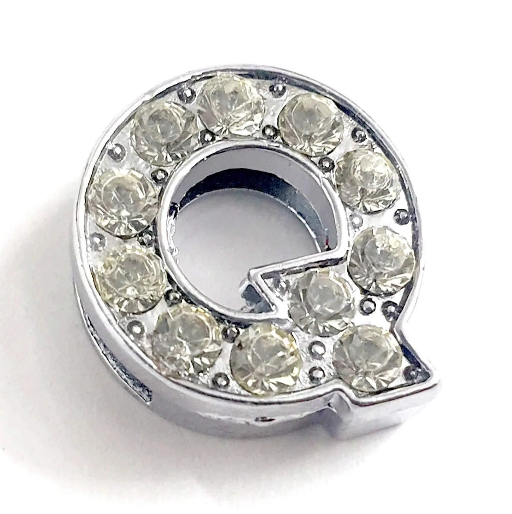 Rhinestones Studded Mini Alphabets Pendants with Chain for Boys and Girls, Silver
