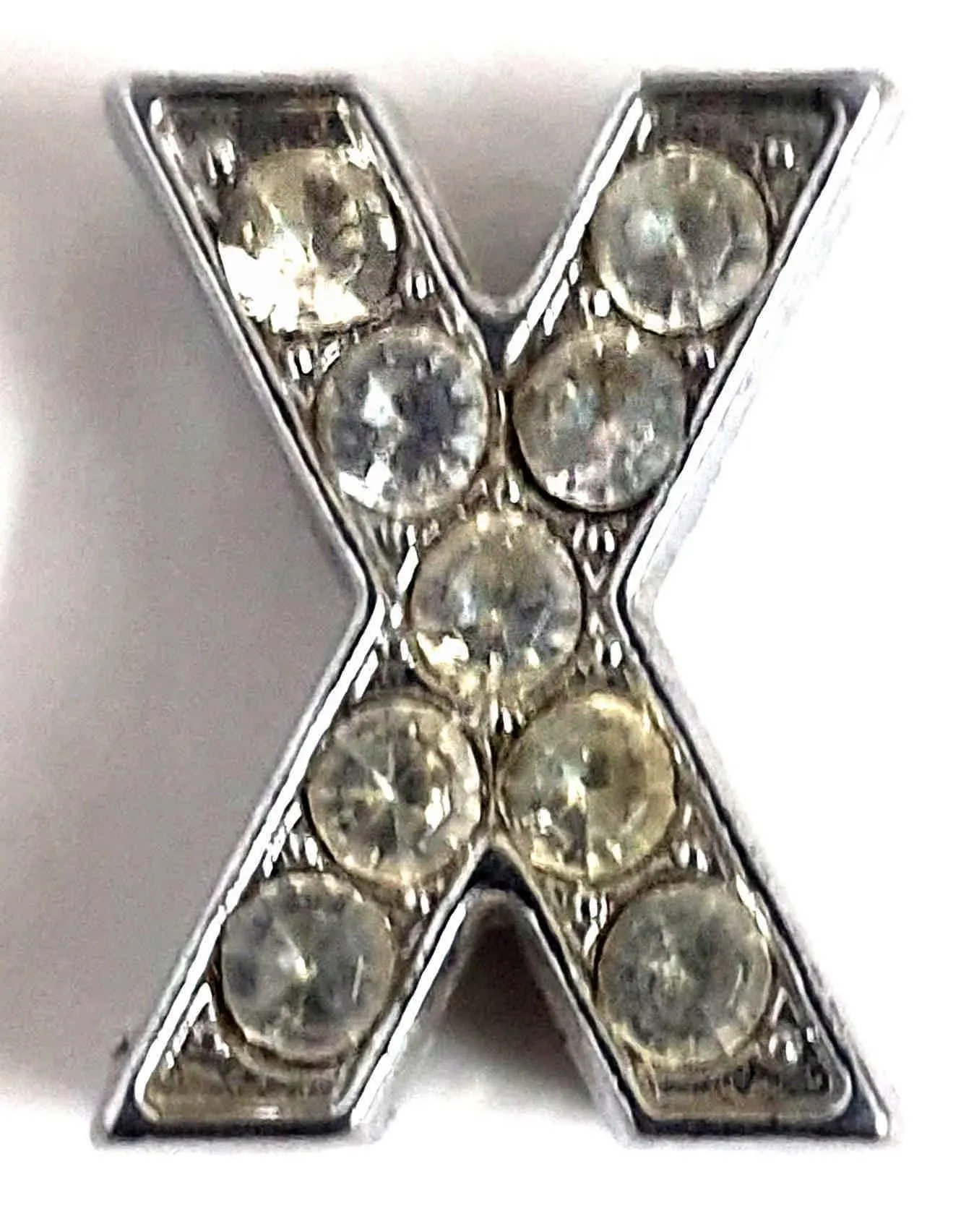 Rhinestones Studded Mini Alphabets Pendants with Chain for Boys and Girls, Silver
