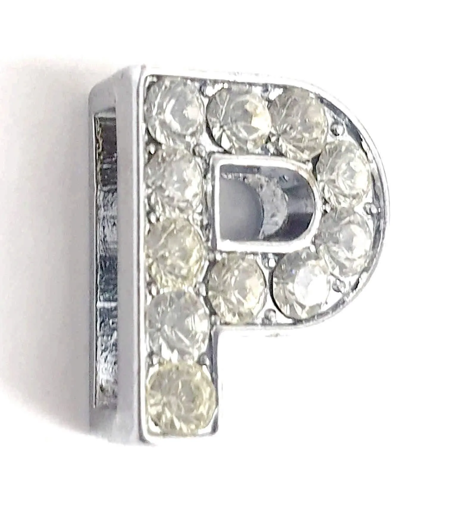 Rhinestones Studded Mini Alphabets Pendants with Chain for Boys and Girls, Silver