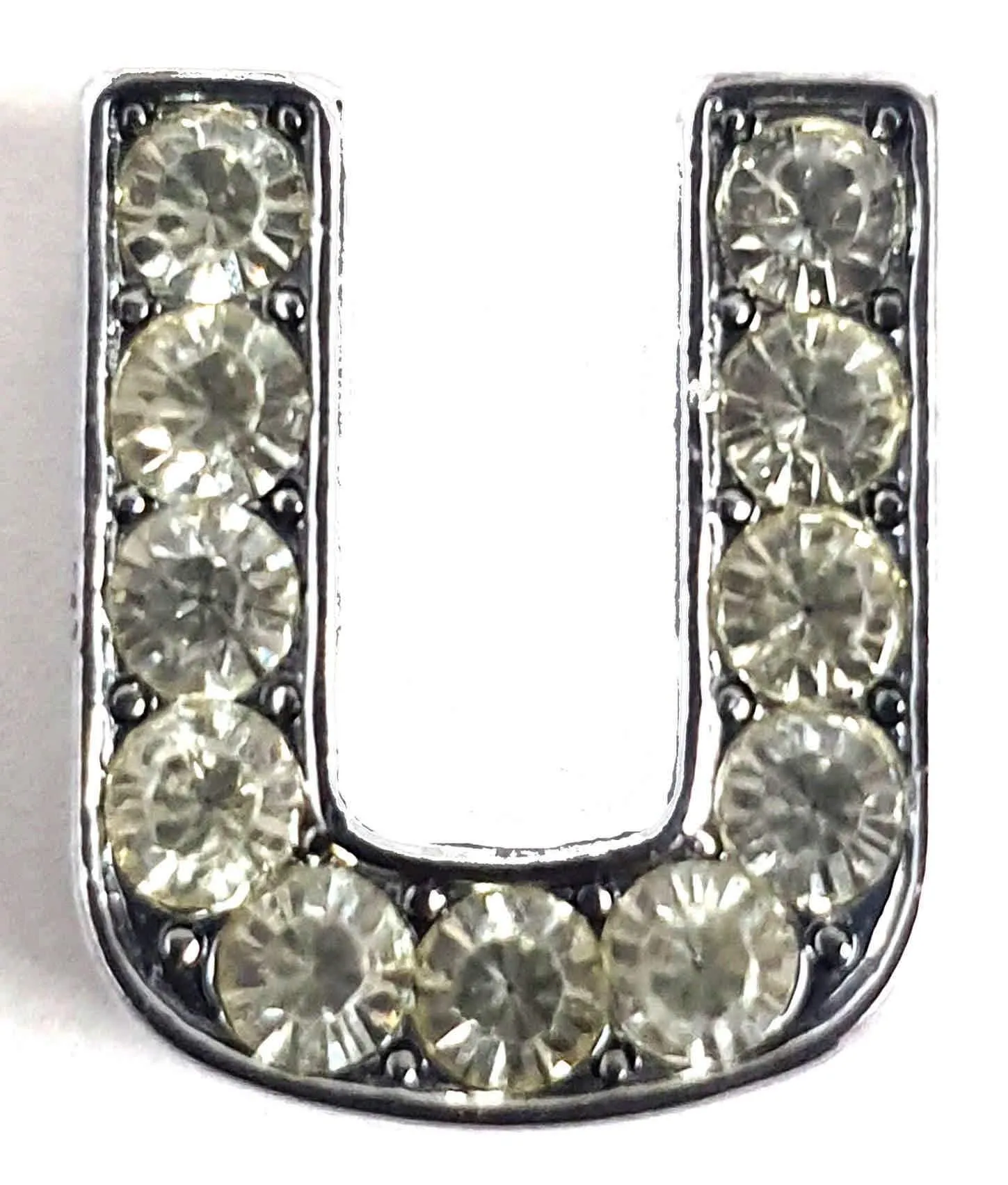 Rhinestones Studded Mini Alphabets Pendants with Chain for Boys and Girls, Silver