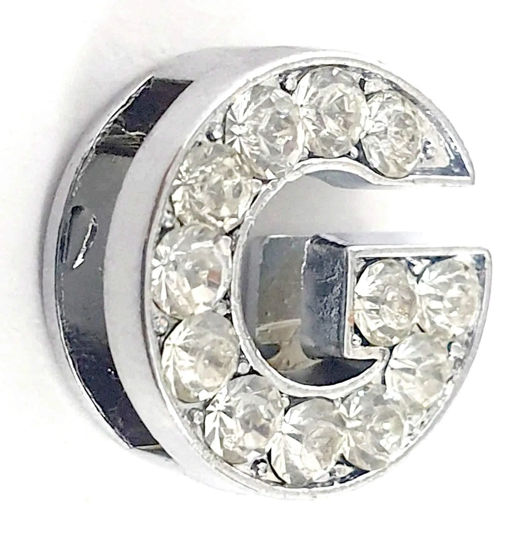 Rhinestones Studded Mini Alphabets Pendants with Chain for Boys and Girls, Silver