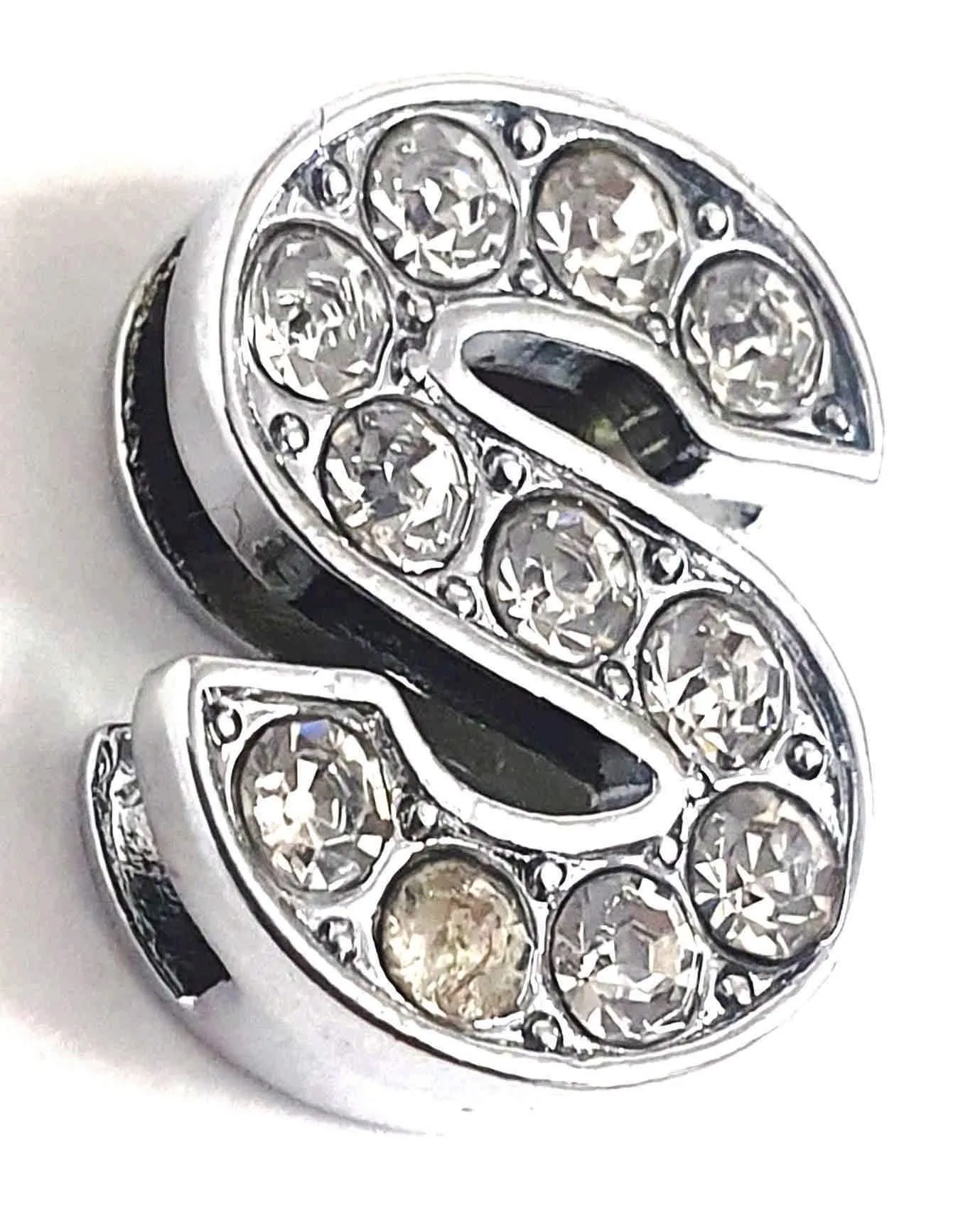 Rhinestones Studded Mini Alphabets Pendants with Chain for Boys and Girls, Silver