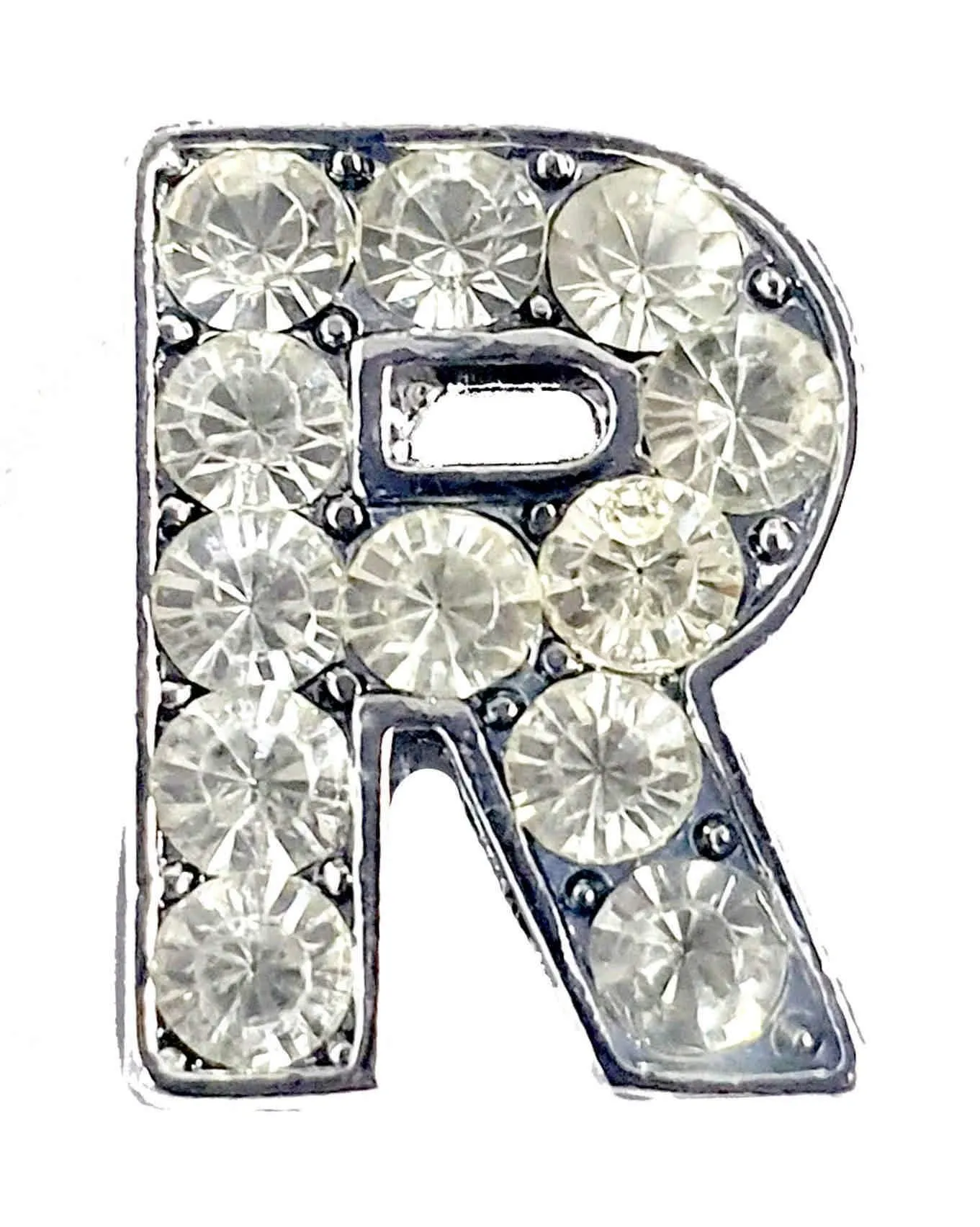 Rhinestones Studded Mini Alphabets Pendants with Chain for Boys and Girls, Silver