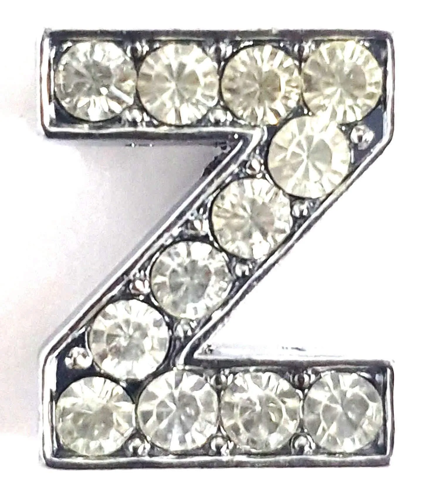Rhinestones Studded Mini Alphabets Pendants with Chain for Boys and Girls, Silver