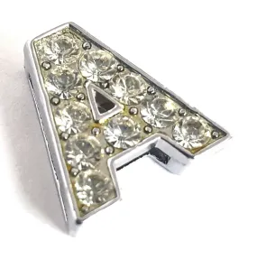 Rhinestones Studded Mini Alphabets Pendants with Chain for Boys and Girls, Silver