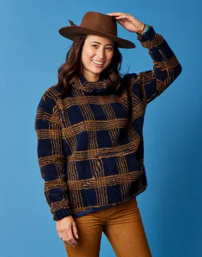Roley Jacquard Cowl: Navy Plaid - FINAL SALE
