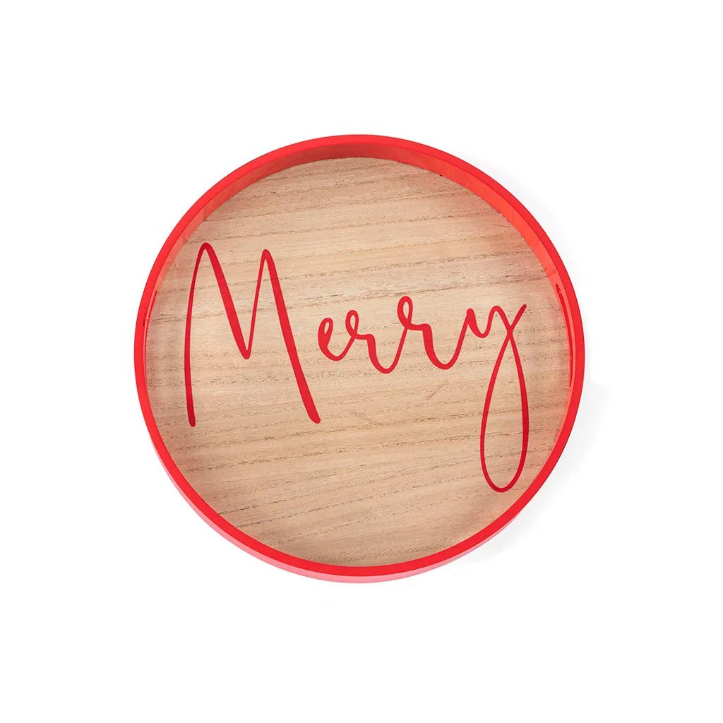 Shiraleah Celebration "Merry" Holiday Tray, Red