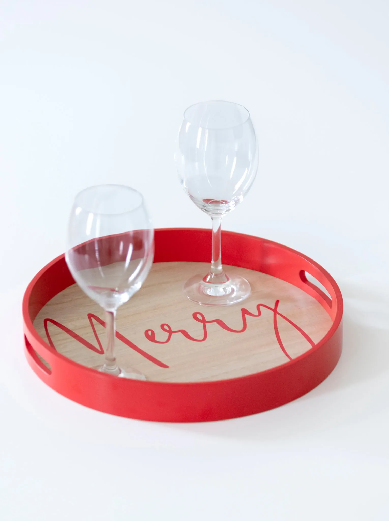 Shiraleah Celebration "Merry" Holiday Tray, Red