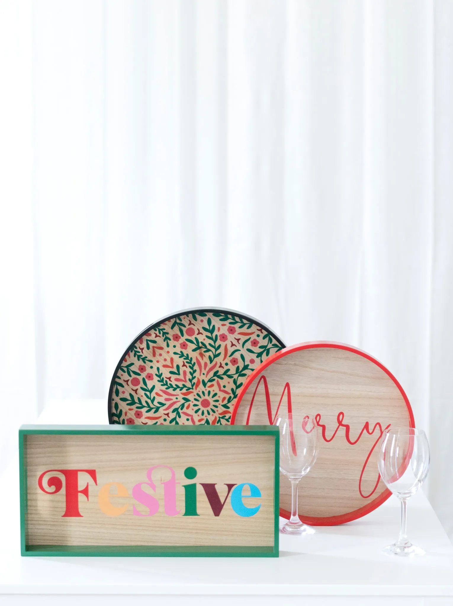 Shiraleah Celebration "Merry" Holiday Tray, Red