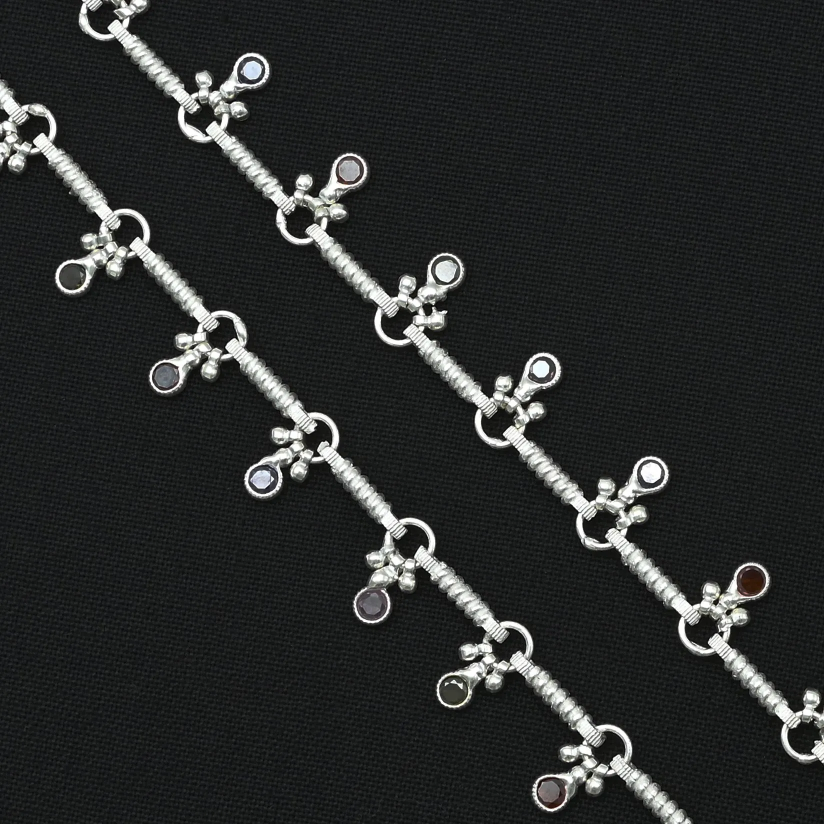 Silver Authentic Colorful Beads Design Anklet