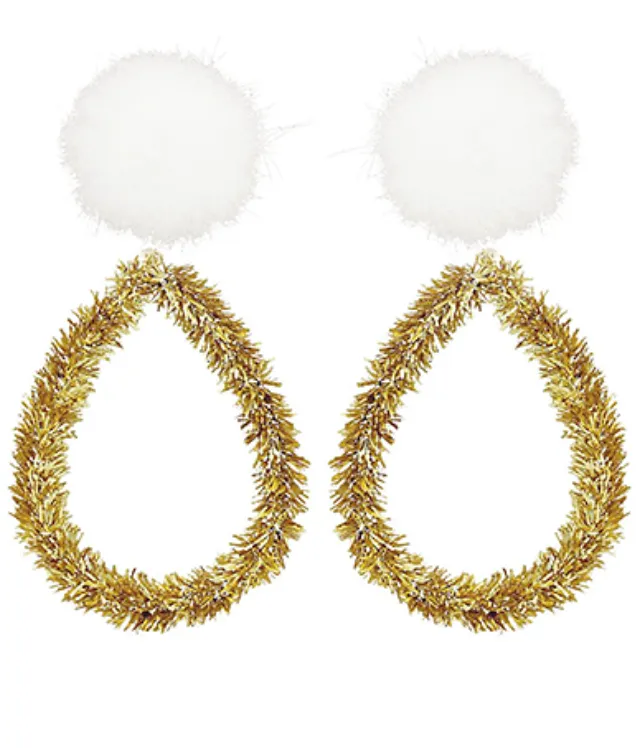 Tinsel   Pom Earrings
