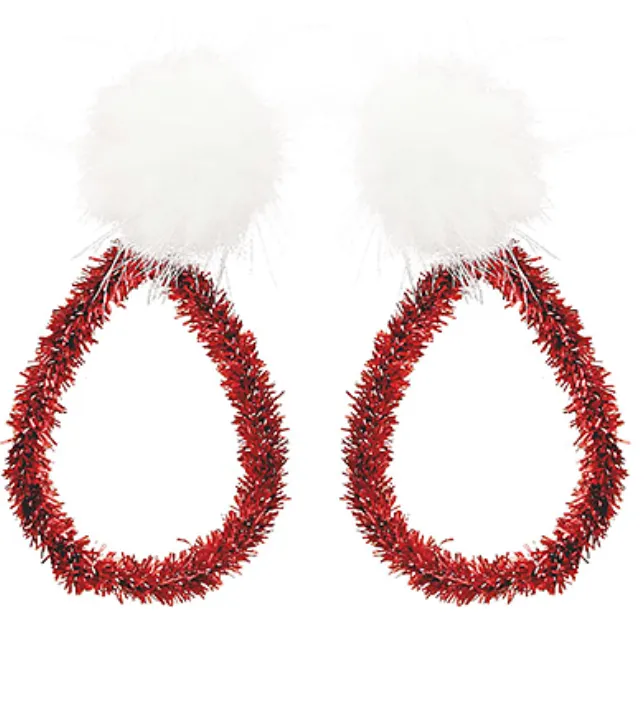 Tinsel   Pom Earrings
