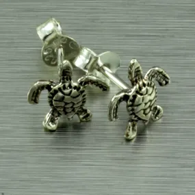 Turtle design silver stud earrings