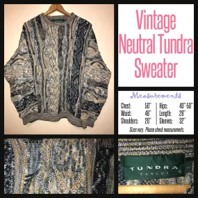 Vintage 80's Tundra Neutral Textured Sweater 50B XL Extra Large